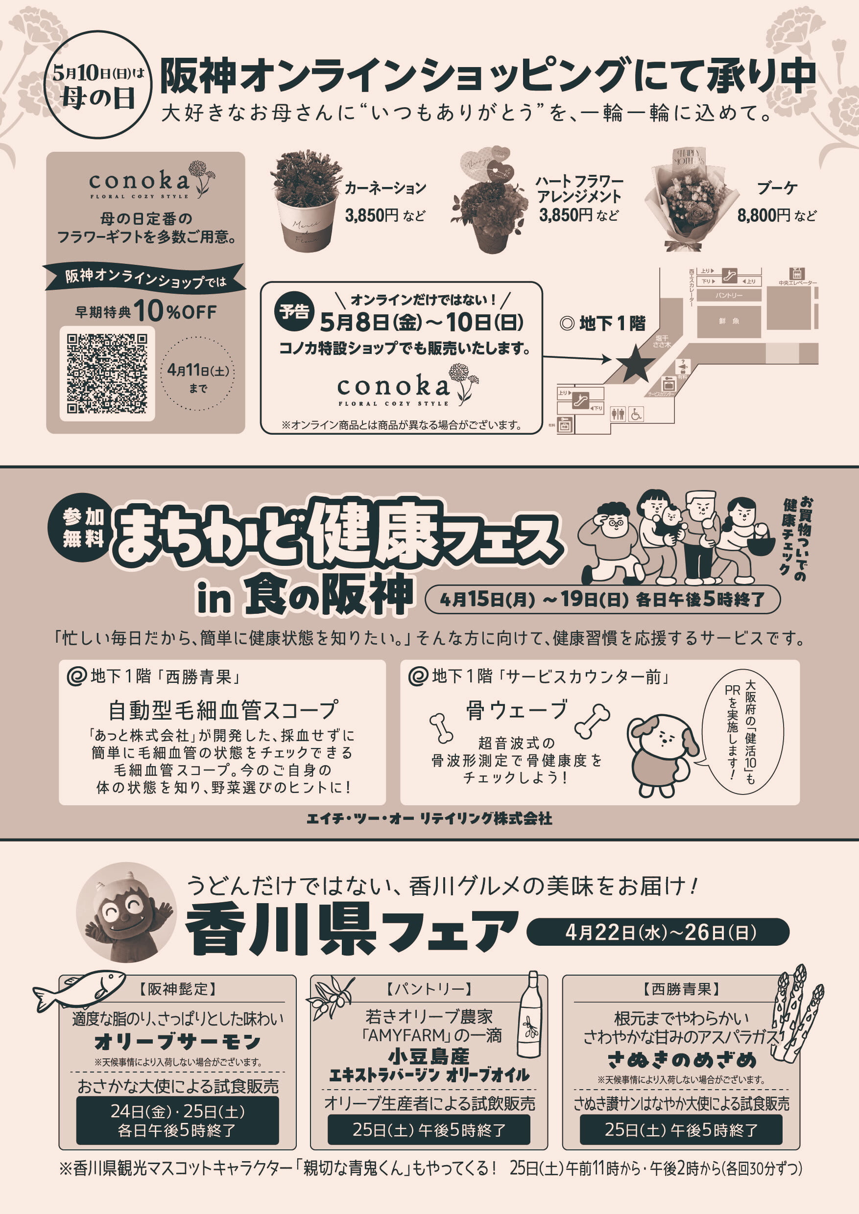 まちかど健康フェス in 食の阪神のチラシ(表面)