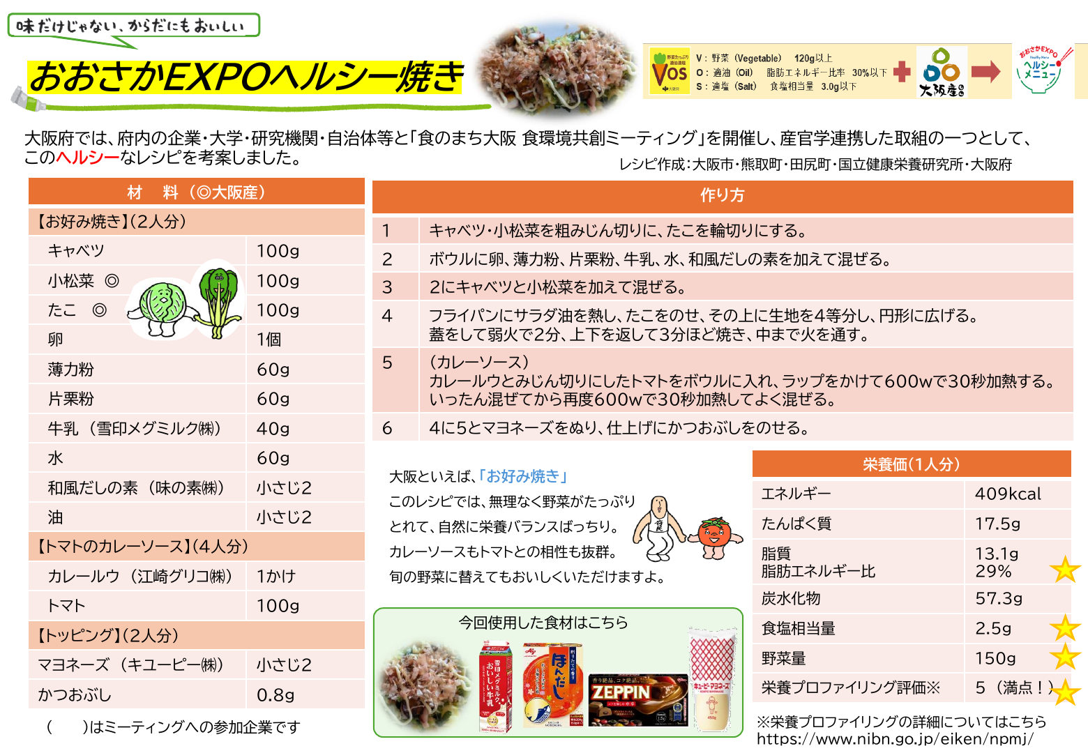 おおさかEXPOヘルシー焼きのレシピ